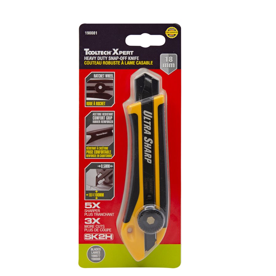 18mm Heavy Duty Snap-Off Utility Knife with Comfort Grip