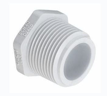 Male Threaded MIPT Plug PVC Sch40 - White