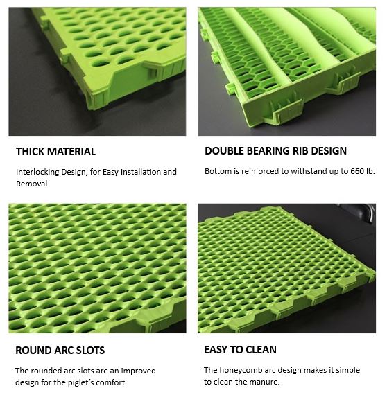 2-3/4" x 23-5/8" x 23-5/8" Interlocking Plastic Farrowing Floor Grate