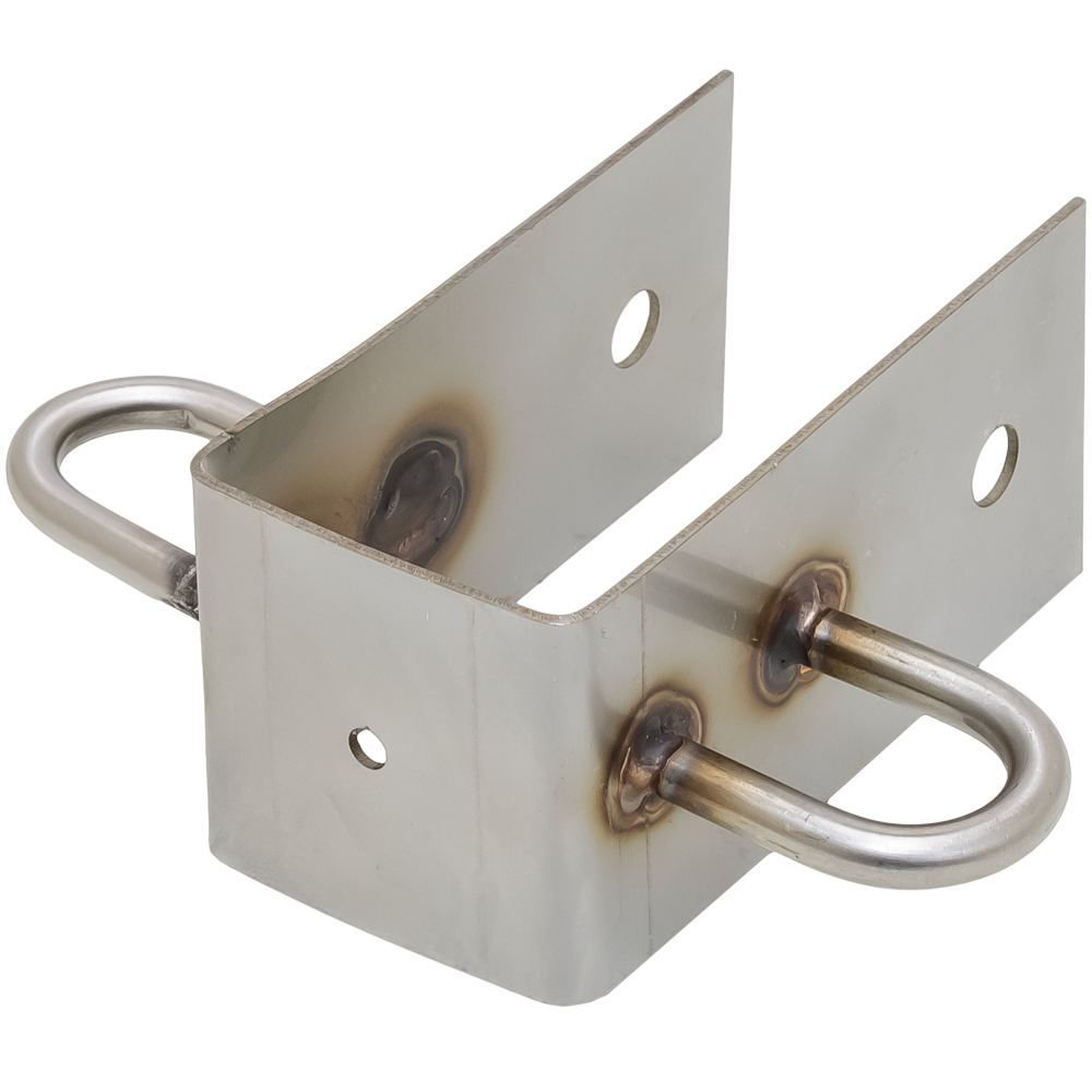 #105, 2" x 4" Post Bracket with 2 Opposing side Loops 18.8 SS