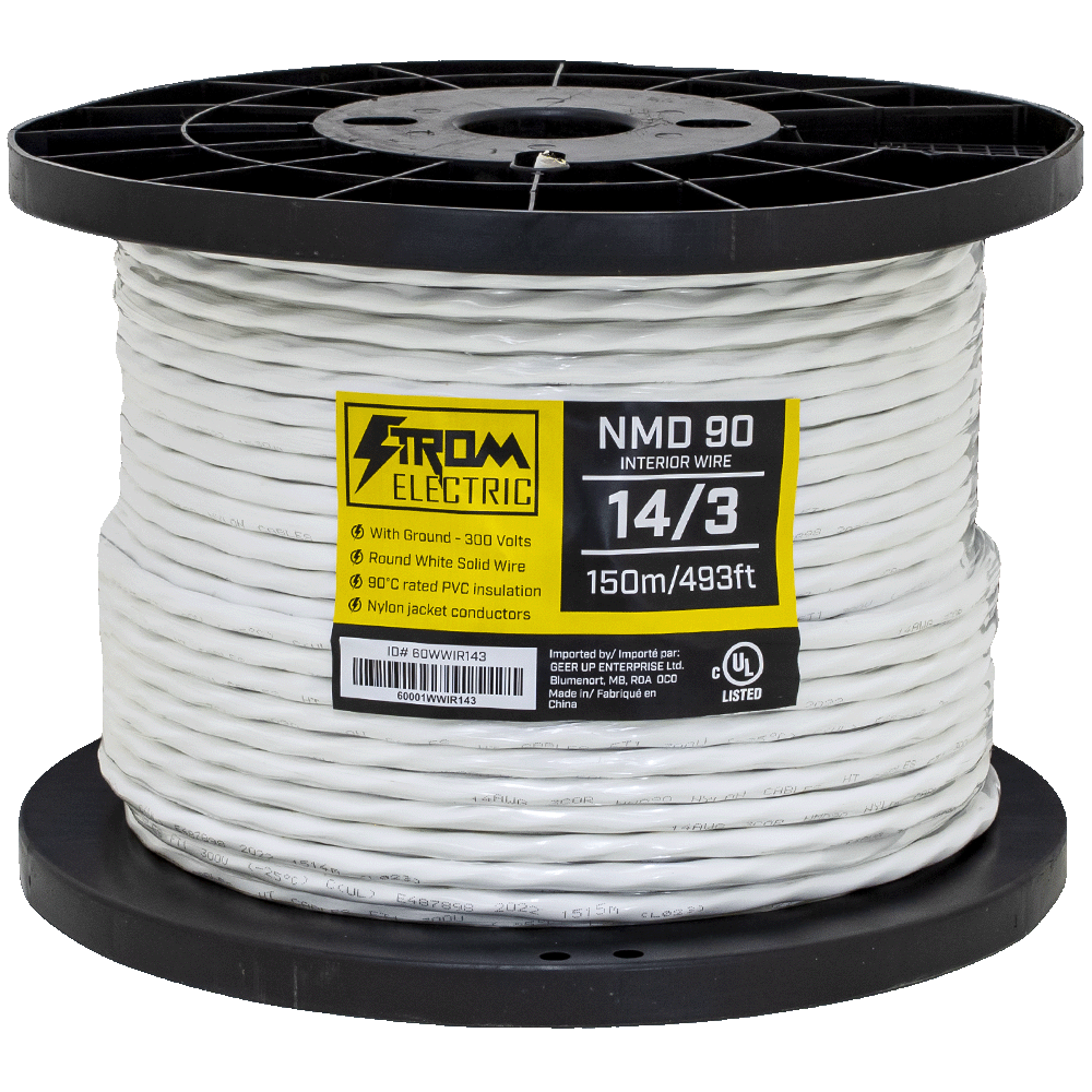 14/3 NMD90 Interior Electrical Wire -  White