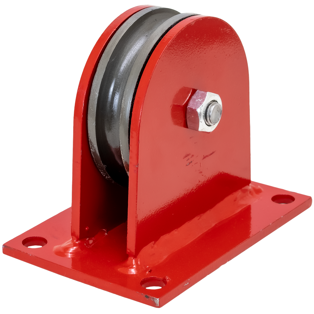 3-1/2" Vertical Mounted Red Cast Pulley with Painted Steel Bracket