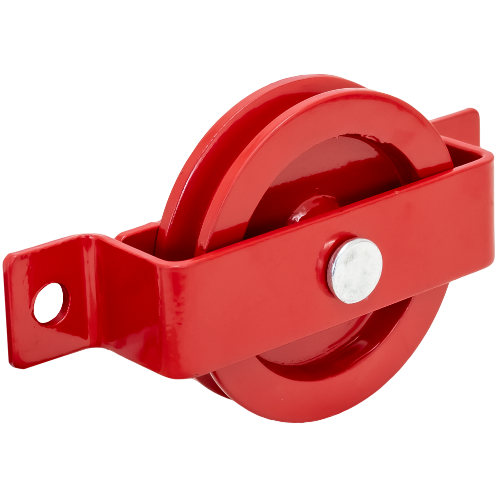 3-1/2" Horizontal Mounted Red Cast Pulley with Painted Steel Bracket