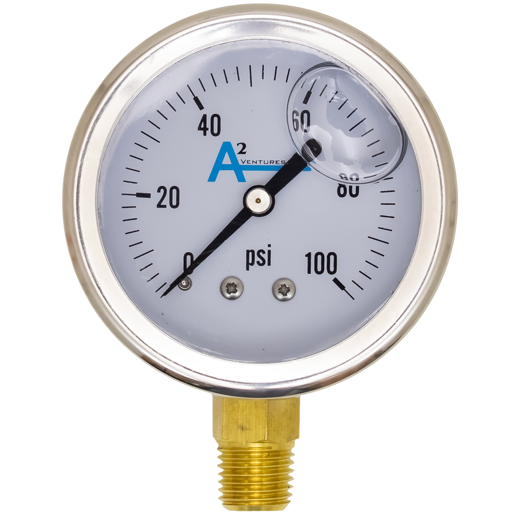 2-1/2" 0-100 PSI Liquid Filled BM SS Pressure Gauge 1/4" MPT
