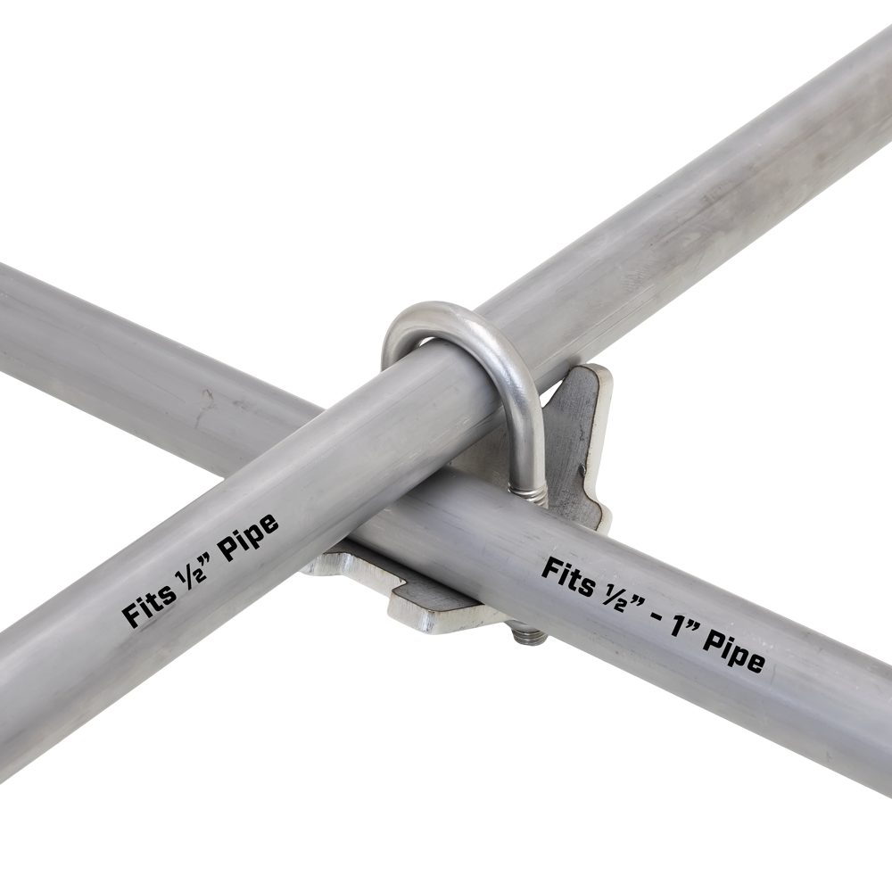 5/16"-18 - 1/2" to 1" Pipe, Cross Connector Pipe Clamp 18.8 SS