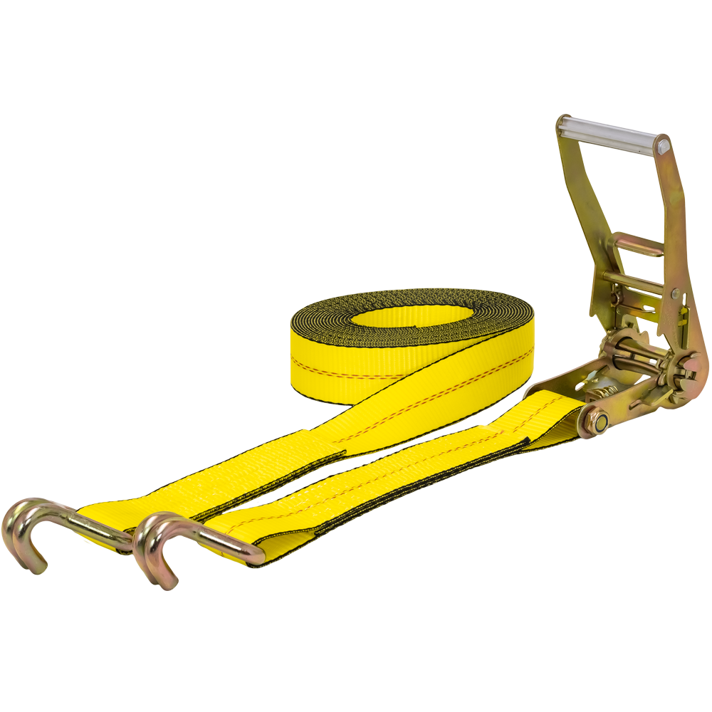 2" x 27ft 10,000 lb. Ratchet Tie-Down Strap with Double J-Hook