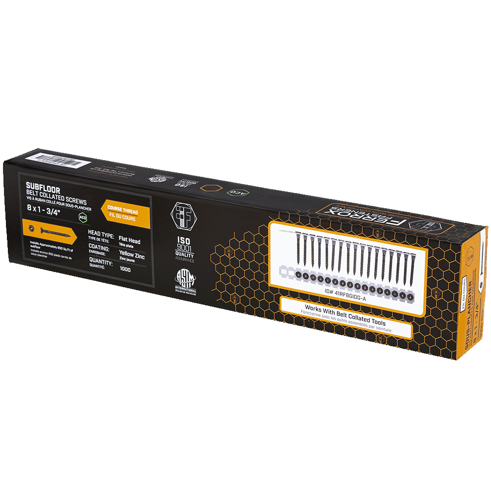 #8 x 1-3/4" Coarse Thread Subfloor Screw - Belt Collated (1,000-Qty)
