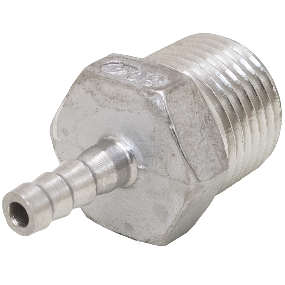 1/4" Hose Barb x 1/2" MPT Male Adapter 18.8 SS