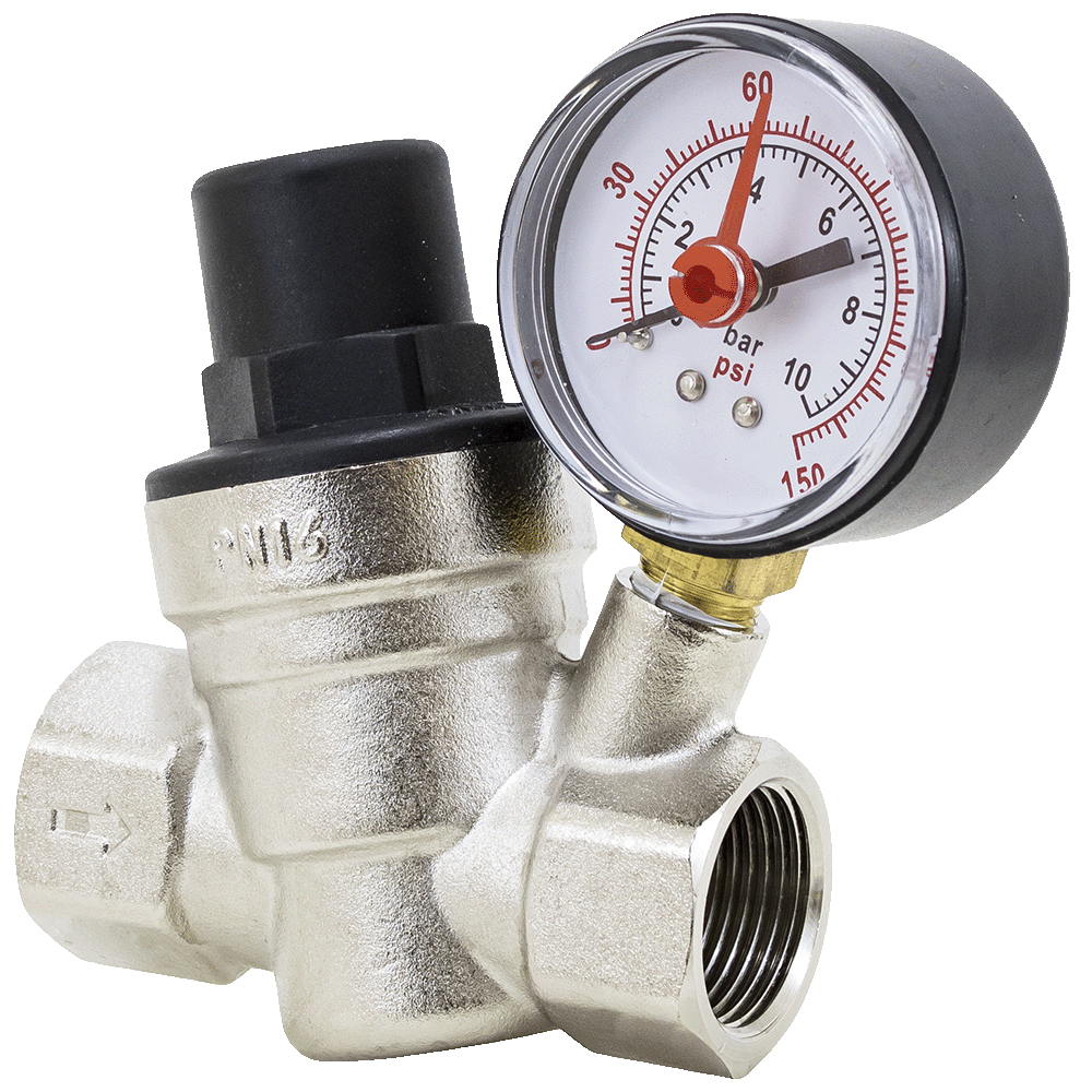 3/4" FPT Inclined Pressure Reducing Valve Regulator with Gauge