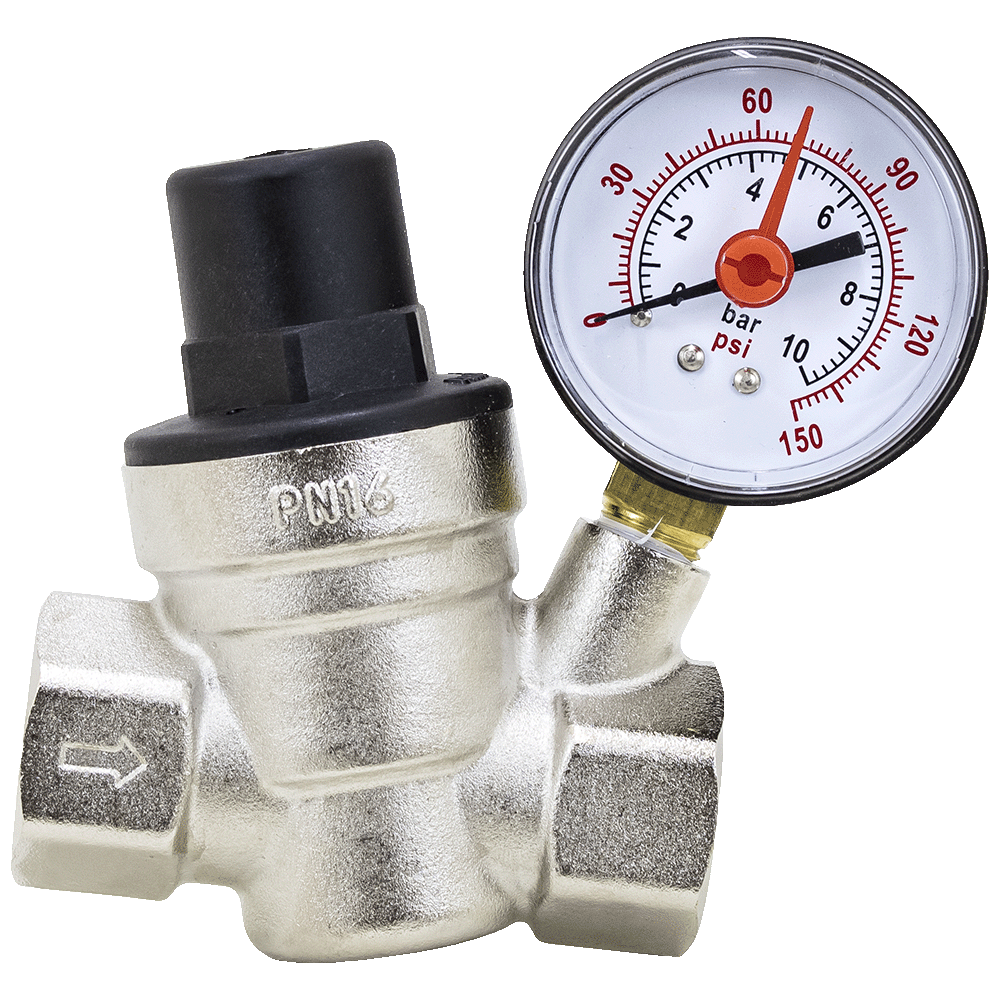 3/4" FPT Inclined Pressure Reducing Valve Regulator with Gauge