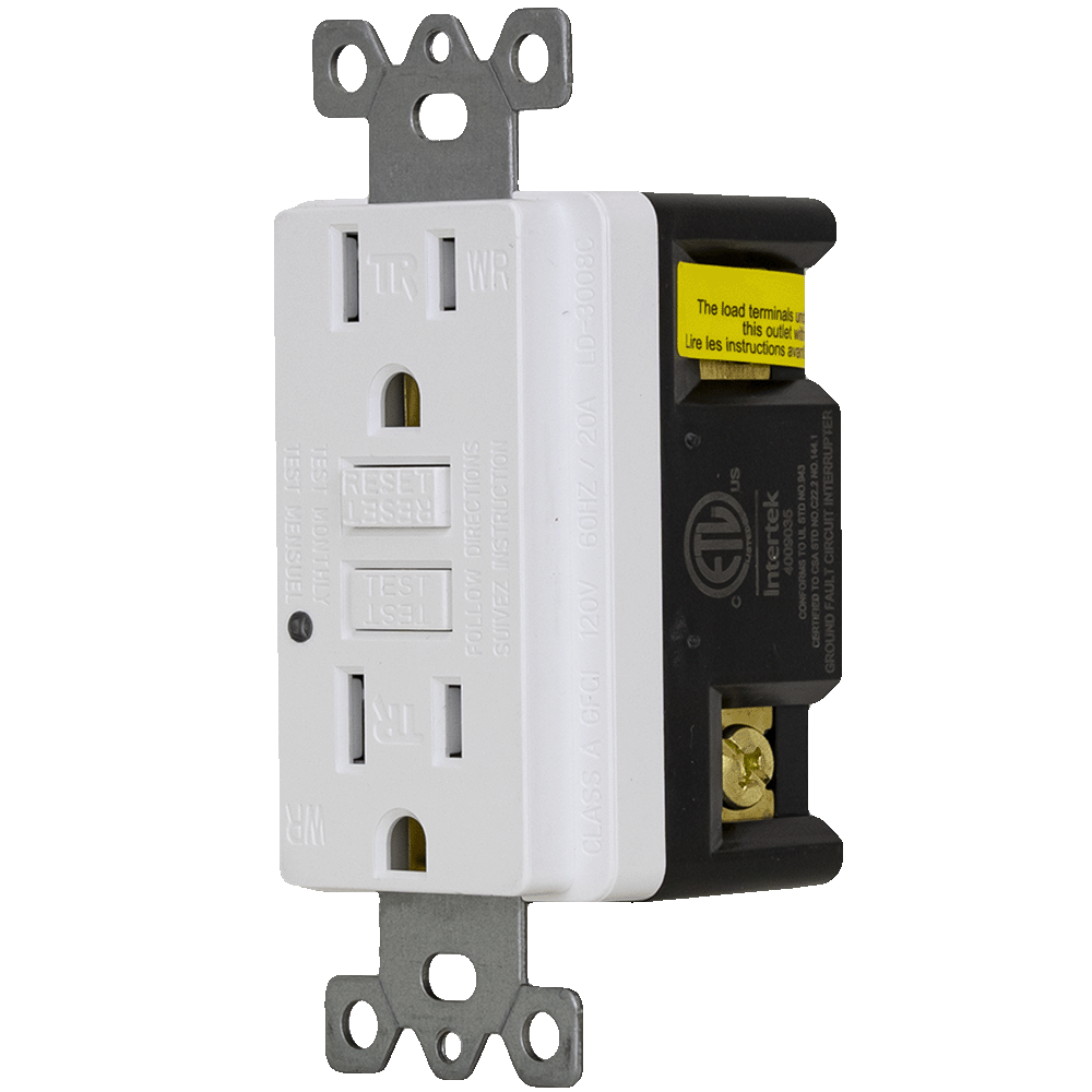 LD-3008C 15 Amp Tamper Resistant GFCI Receptacle With Wall Plate - White