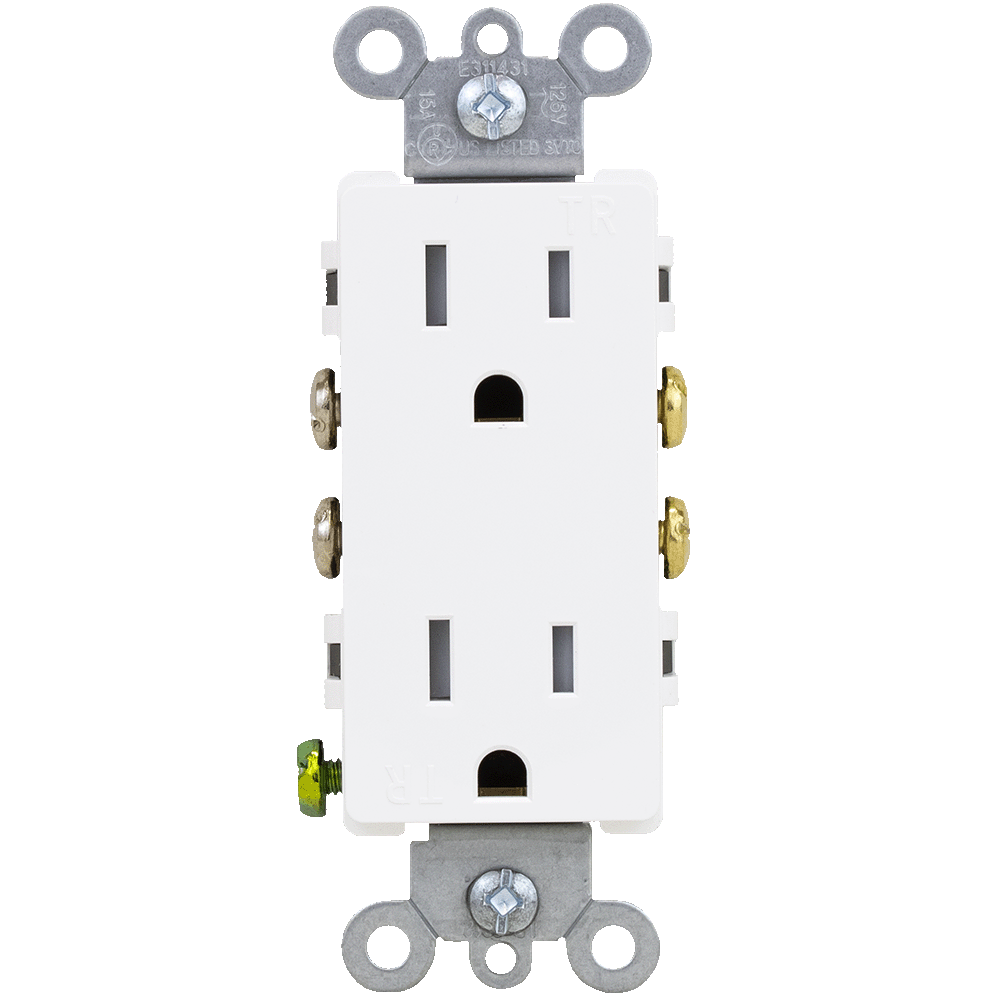 LD-3012TR 15 Amp Tamper Resistant Decora Receptacle - White