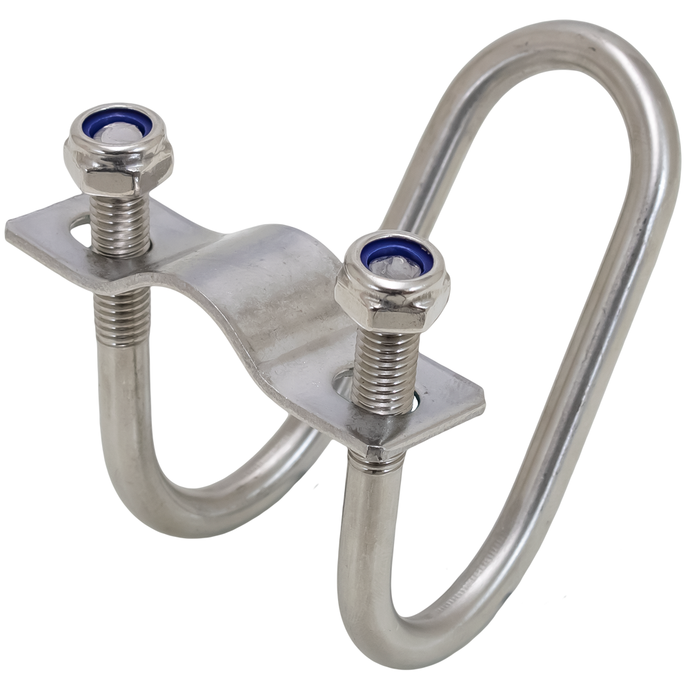 M8-1.25 - 3/4" to 1" Pipe, Cross Connector Pipe Clamp 18.8 SS