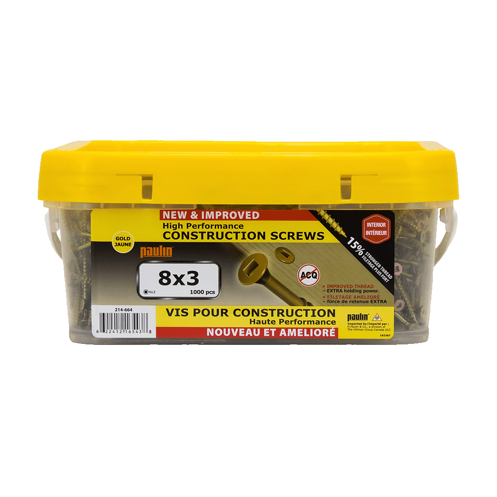 #8 Yellow Zinc Construction Screw