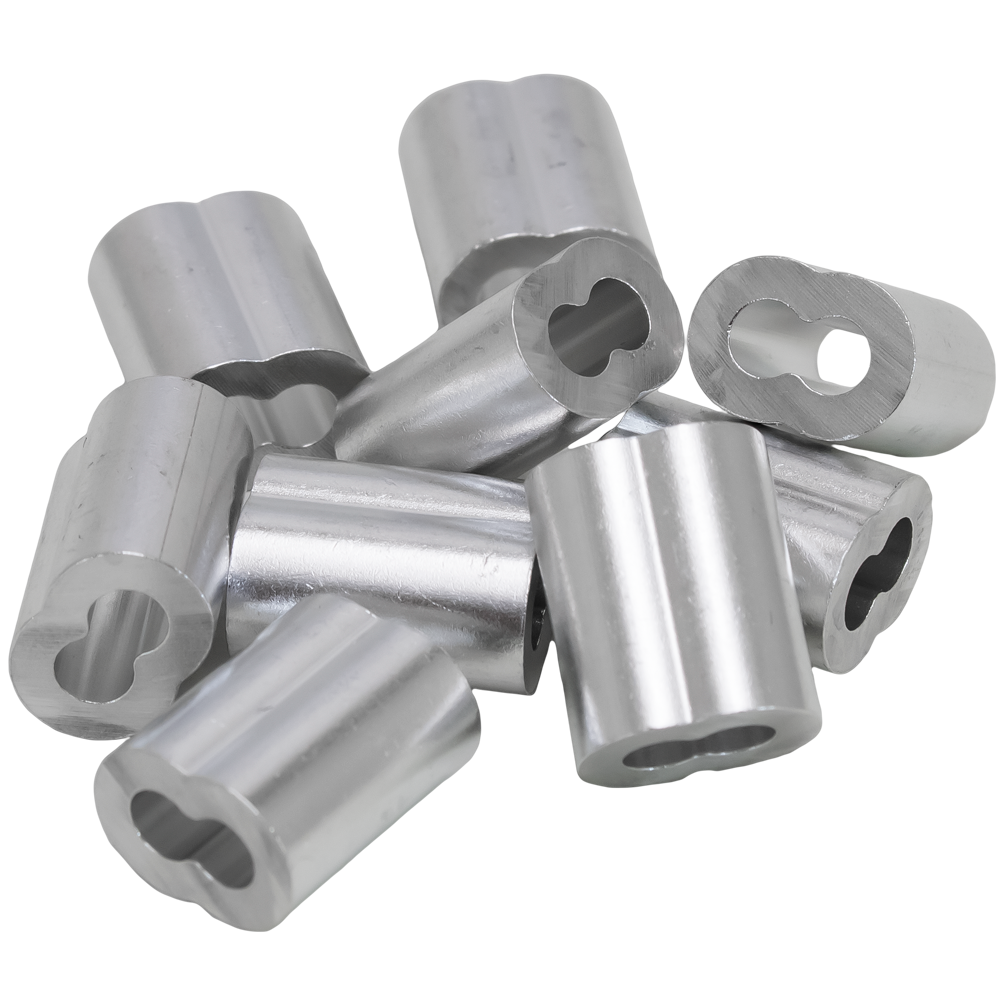 1/8" Wire Rope Aluminum Crimping 8-Loop Swage Sleeve (100-Qty)