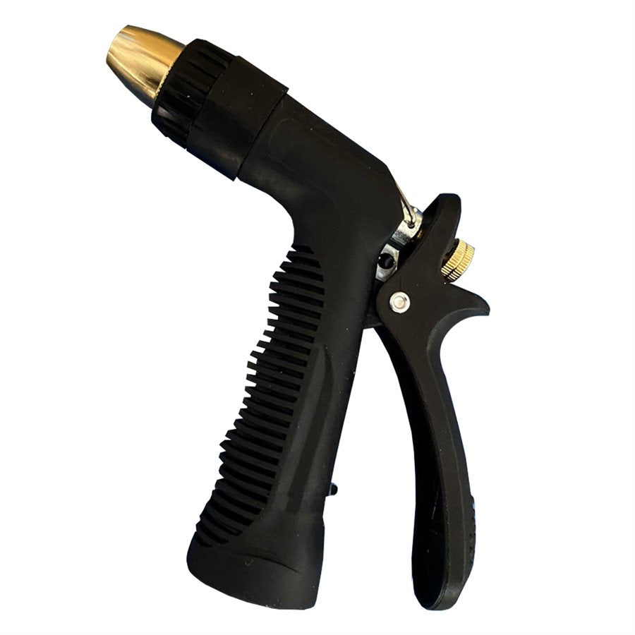 Garden Hose Jet Spray Nozzle with adjustable brass head & plastic grip