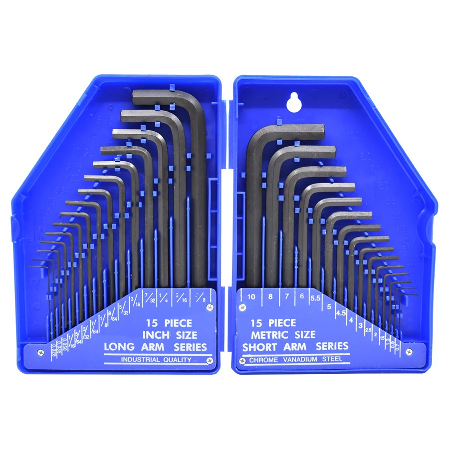 30pc SAE & Metric Hex Key Set - Chrome Vanadium