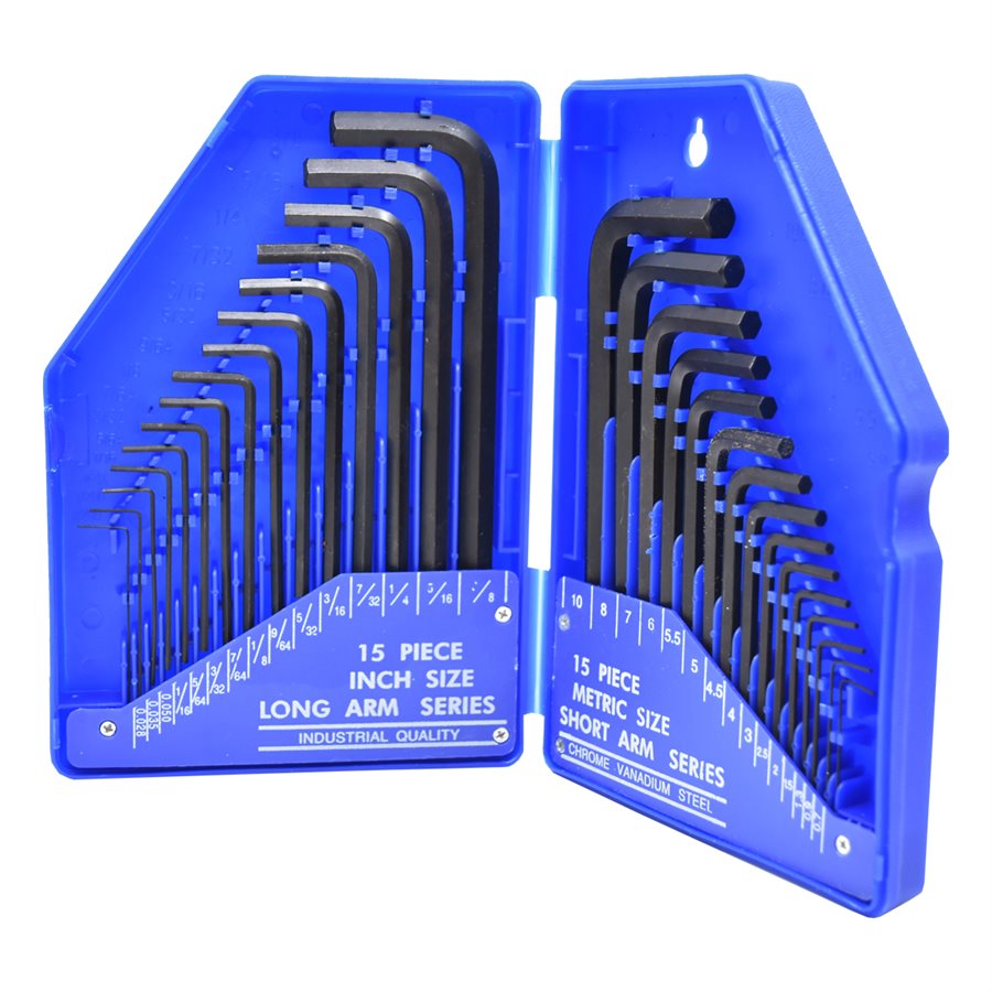 30pc SAE & Metric Hex Key Set - Chrome Vanadium