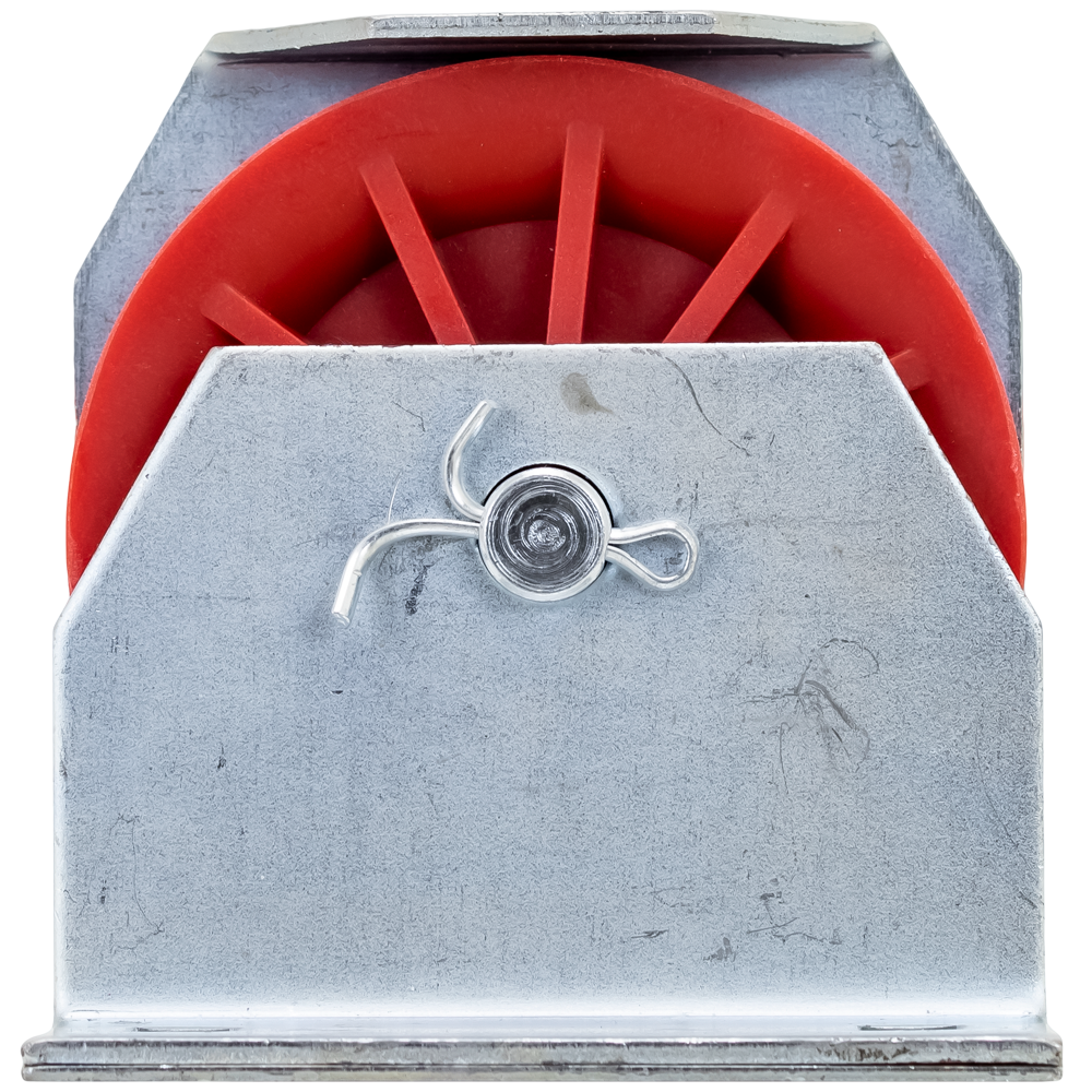 3-1/2" Vertical Mounted Red Nylon Pulley with Zinc Bracket