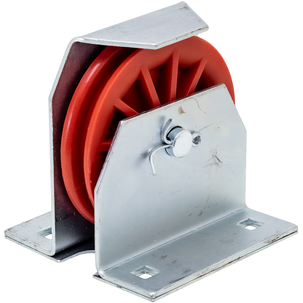 3-1/2" Vertical Mounted Red Nylon Pulley with Zinc Bracket