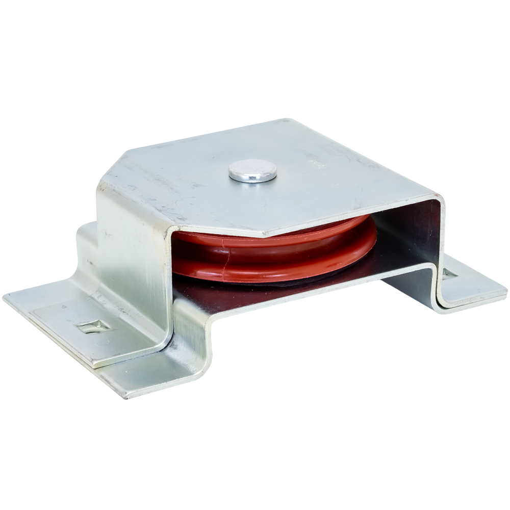 3-1/2" Horizontal Mounted Red Nylon Pulley with Zinc Bracket