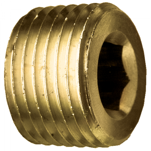 Male NPT Pipe Plug - Countersunk Brass Hex Socket