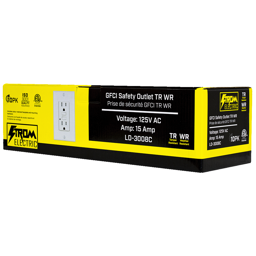 LD-3008C 15 Amp Tamper Resistant GFCI Receptacle With Wall Plate - Whi