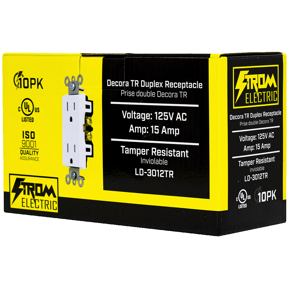 LD-3012TR 15 Amp Tamper Resistant Decora Receptacle - White